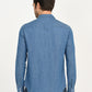 Men's Solid Blue Slim Fit Denim Shirt - back View