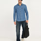 Men's Solid Blue Slim Fit Denim Shirt - 6 View