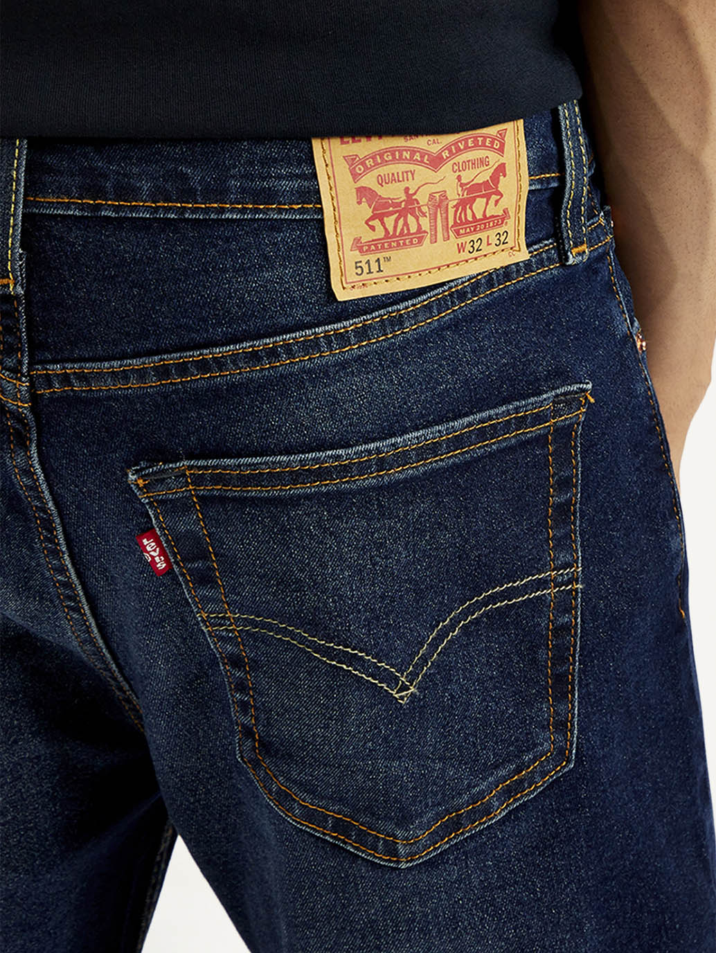 Men's 511 Blue Slim Fit Mid Rise Jeans - Detail View