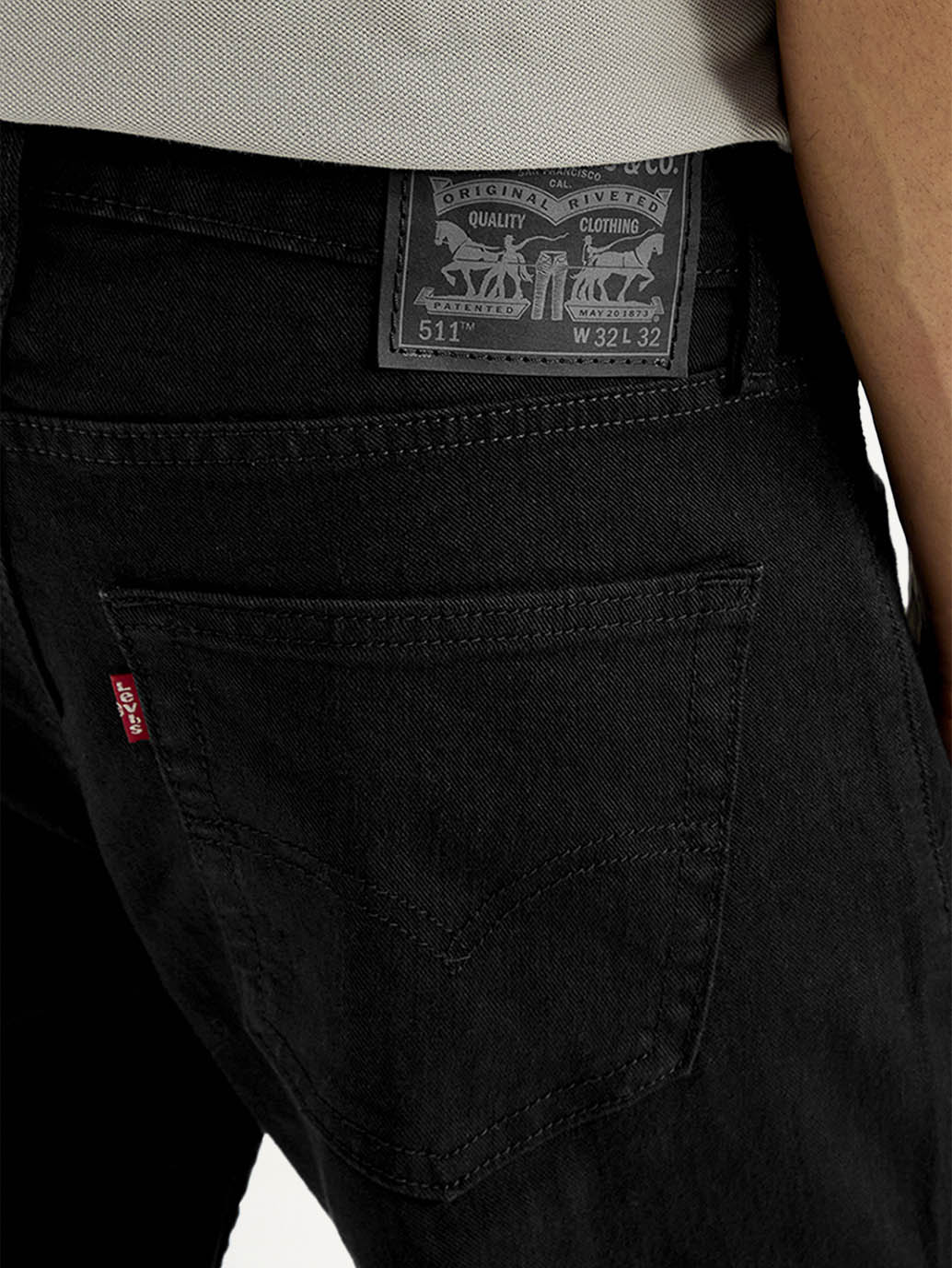Men's 511 Black Slim Fit Mid Rise Jeans - Detail View