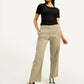 Women's 94 Mid Rise Khaki Baggy Fit Trousers - Elevated View