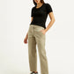 Women's 94 Mid Rise Khaki Baggy Fit Trousers - Styleshot View