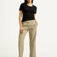 Women's 94 Mid Rise Khaki Baggy Fit Trousers - Front View
