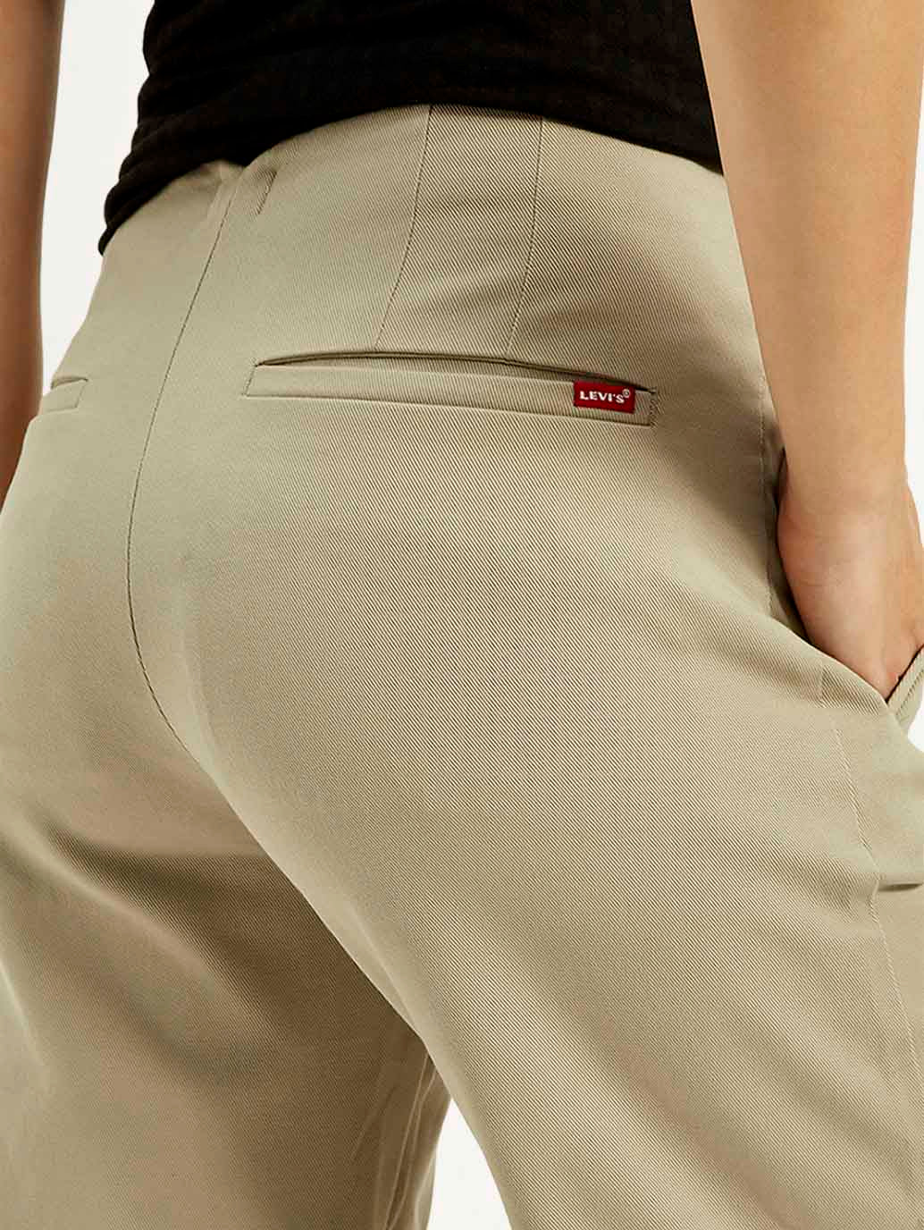 Women's 94 Mid Rise Khaki Baggy Fit Trousers - Detail View