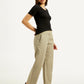 Women's 94 Mid Rise Khaki Baggy Fit Trousers - Side View