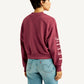 Women's Typographic Burgundy Bomber Jacket - Back View