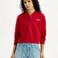 Women's Brand Logo Red Collar Neck Sweatshirt - Styleshot View