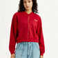 Women's Brand Logo Red Collar Neck Sweatshirt - Front View