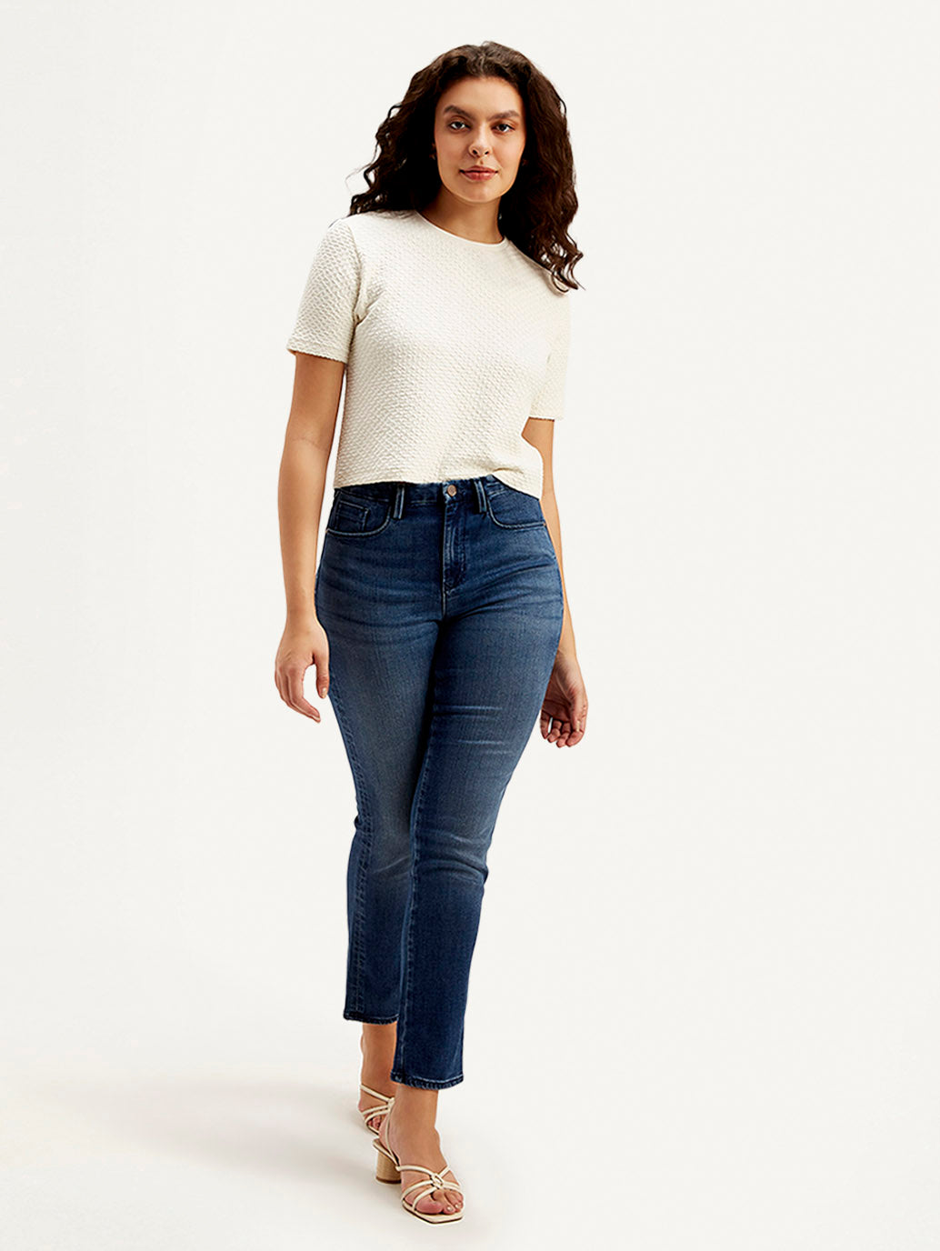 Women's Redloop Dark Blue Loose Fit High Rise Jeans - Front View