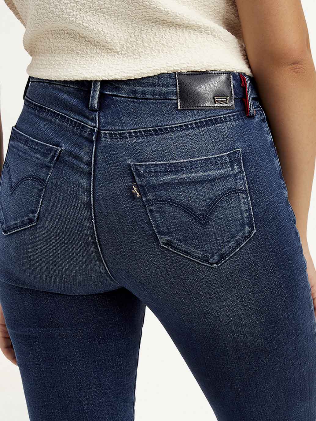 Women's Redloop Dark Blue Loose Fit High Rise Jeans - Detail View