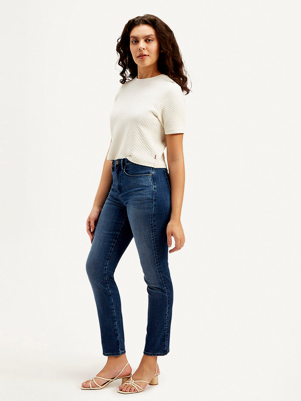 Women's Redloop Dark Blue Loose Fit High Rise Jeans - Side View