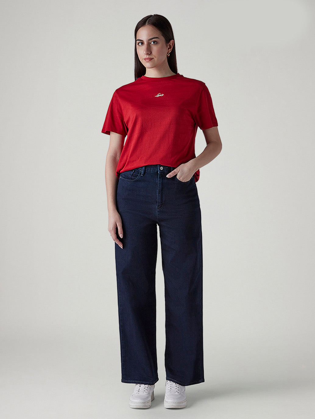 Women's Dark Indigo Loose Fit High Rise Redloop Jeans