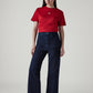 Women's Dark Indigo Loose Fit High Rise Redloop Jeans - Front View