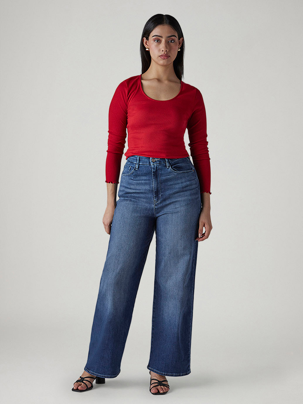 Women's Dark Indigo Loose Fit High Rise Redloop Jeans - 20 View