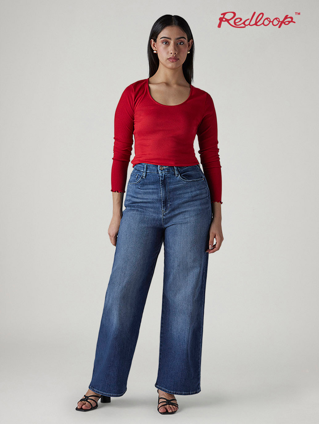 Women's Dark Indigo Loose Fit High Rise Redloop Jeans