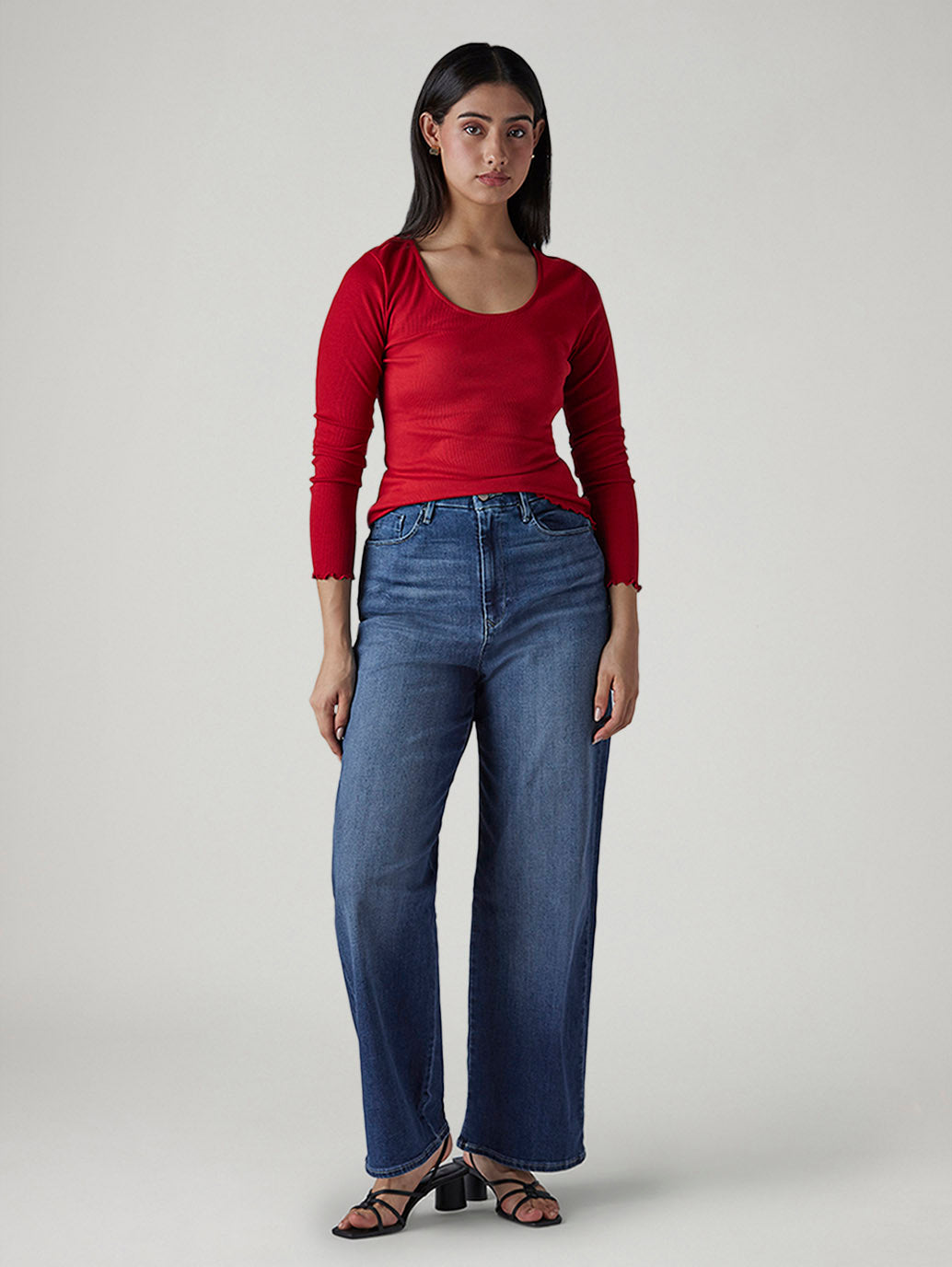 Women's Dark Indigo Loose Fit High Rise Redloop Jeans - 20 View