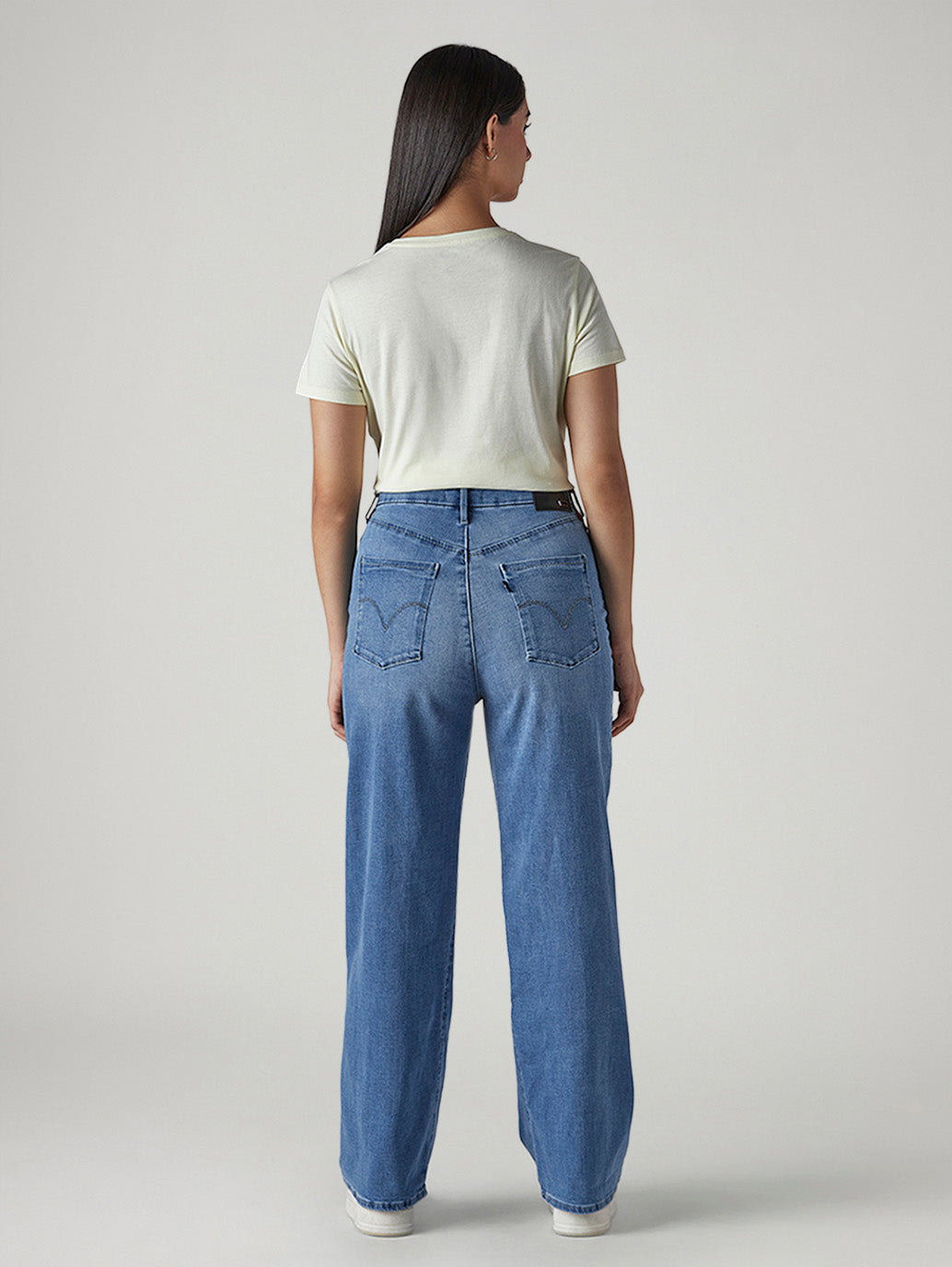 Women's Light Blue Loose Fit High Rise Redloop Jeans - Back View