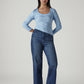 Women's Med Indigo Loose Fit High Rise Redloop Jeans - Styleshot View