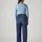 Women's Med Indigo Loose Fit High Rise Redloop Jeans - Back View