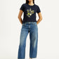 Women's Blue Baggy Dad Fit Mid Rise Jeans - Front View