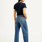 Women's Blue Baggy Dad Fit Mid Rise Jeans - Back View