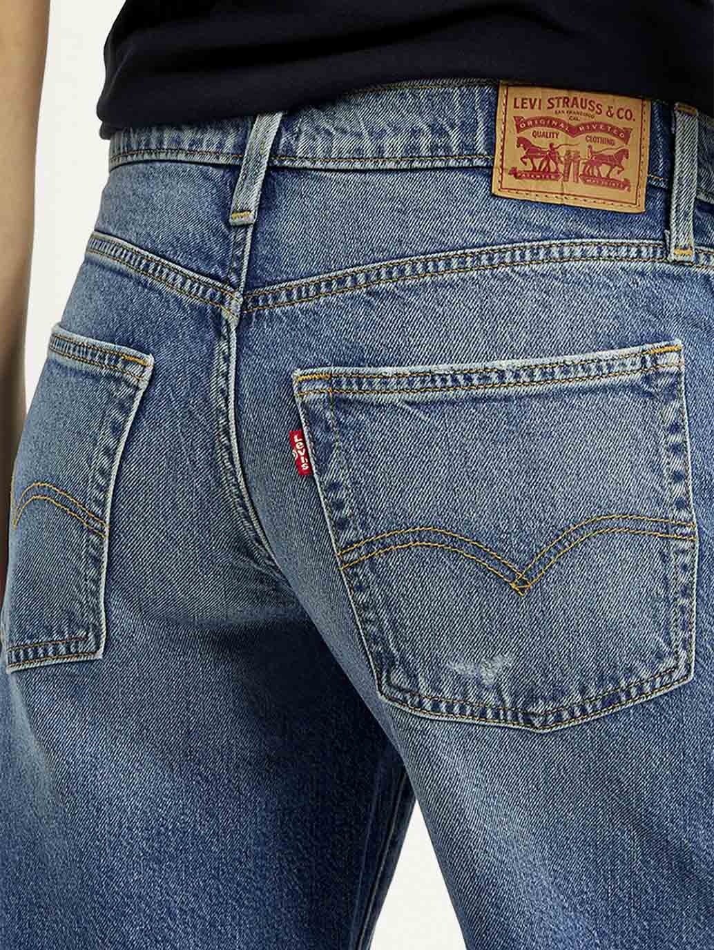 Women's Blue Baggy Dad Fit Mid Rise Jeans - Detail View