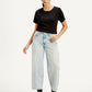 Women's Light Blue Baggy Dad Fit Mid Rise Jeans - Front View