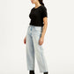 Women's Light Blue Baggy Dad Fit Mid Rise Jeans - Side View