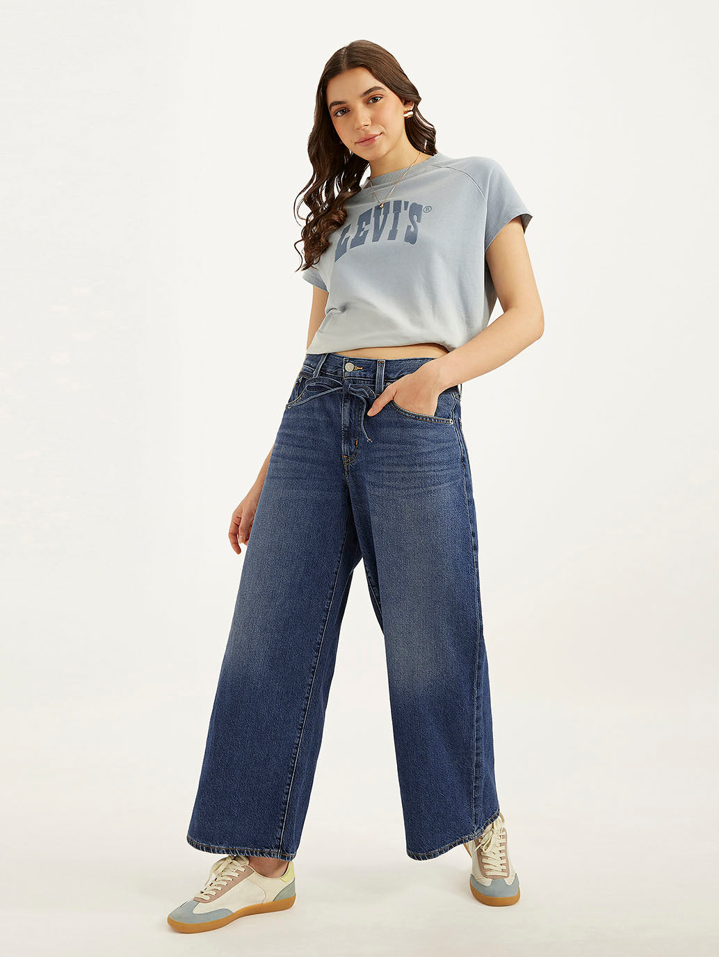 Women's Blue XL Straight Fit Mid Rise Jeans - Elevated View