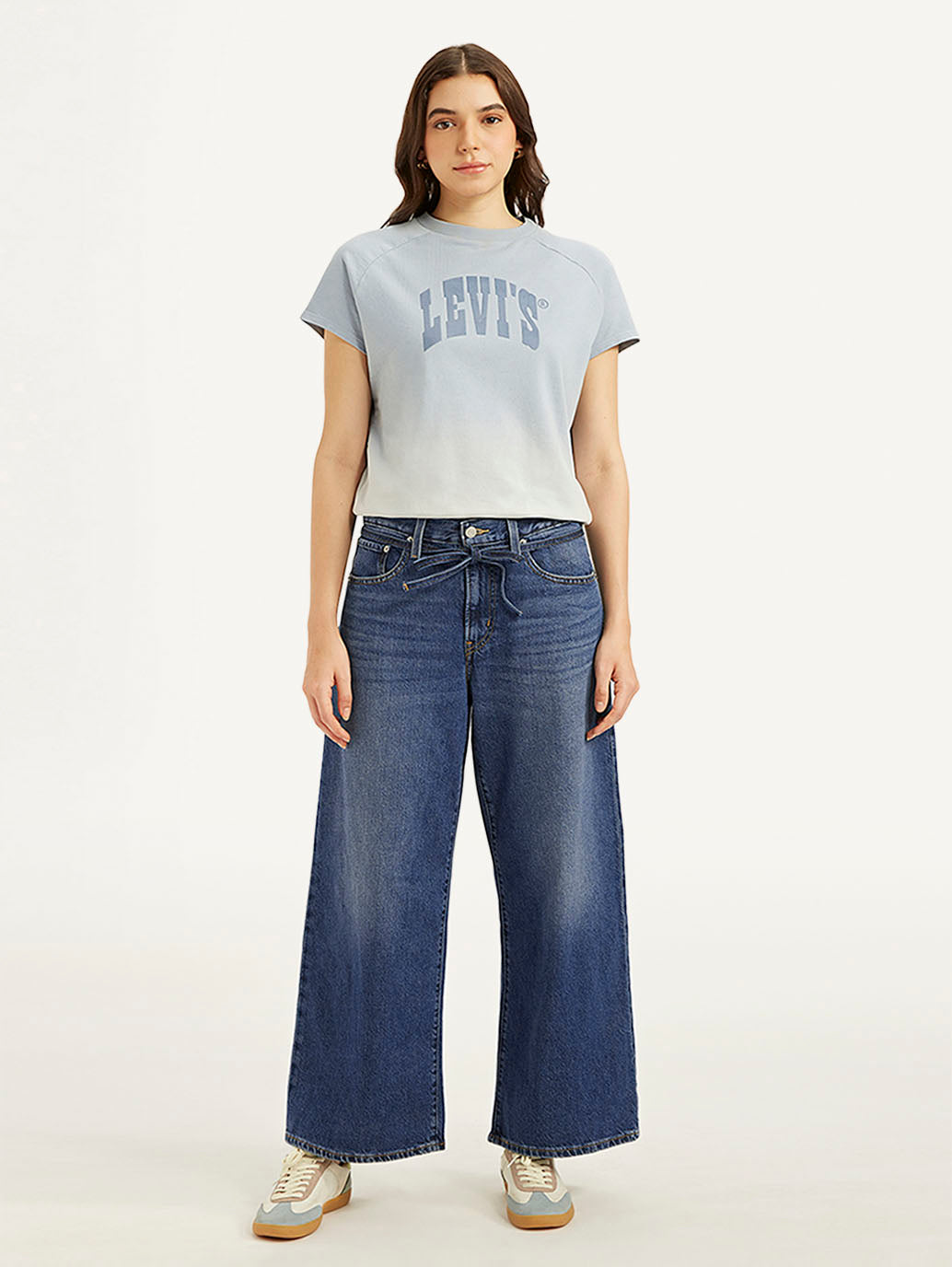 Women's Blue XL Straight Fit Mid Rise Jeans - Front View