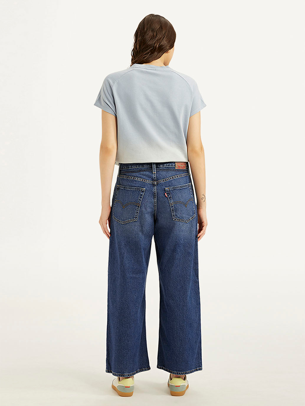 Women's Blue XL Straight Fit Mid Rise Jeans - Back View