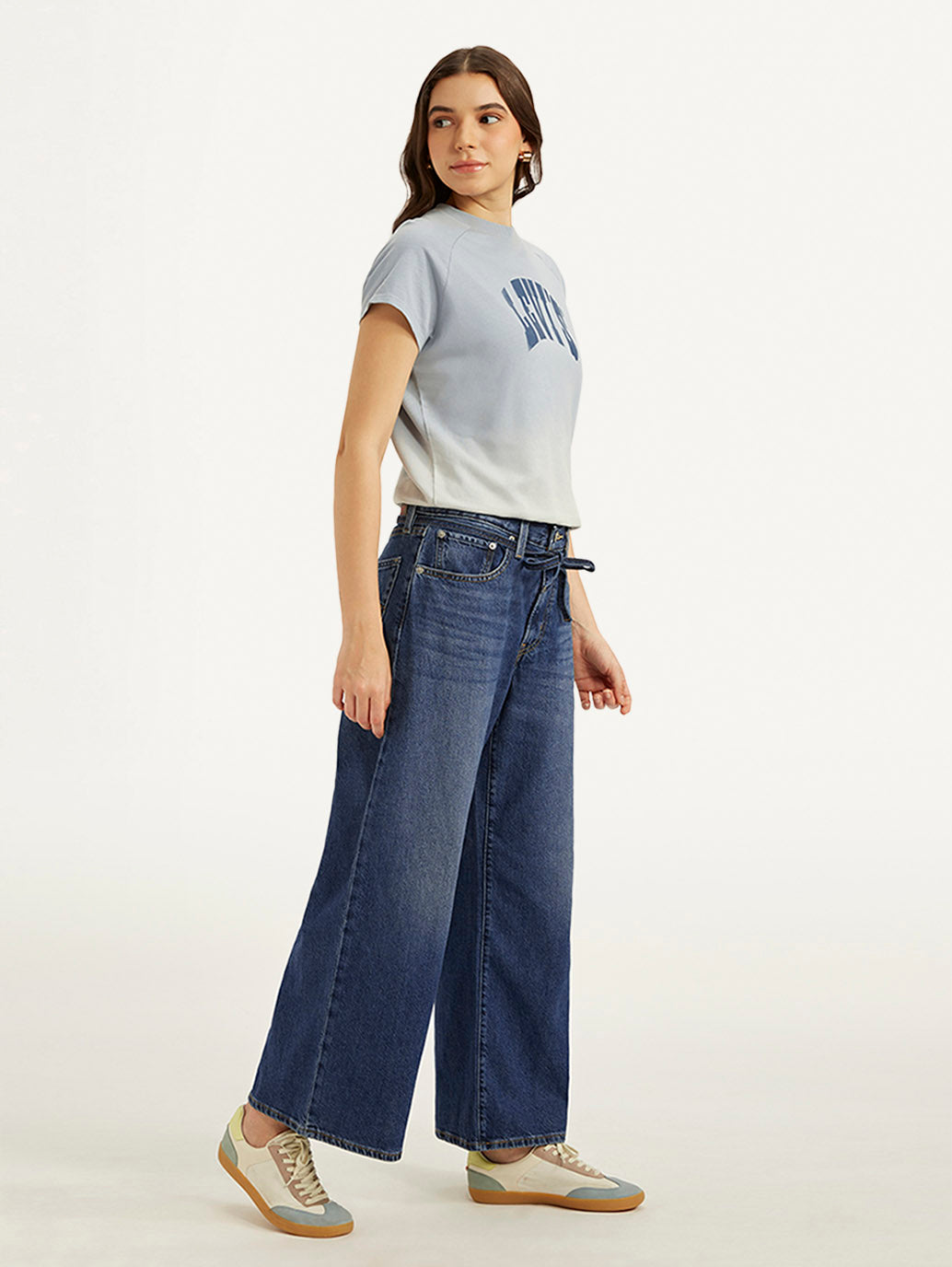 Women's Blue XL Straight Fit Mid Rise Jeans - Side View