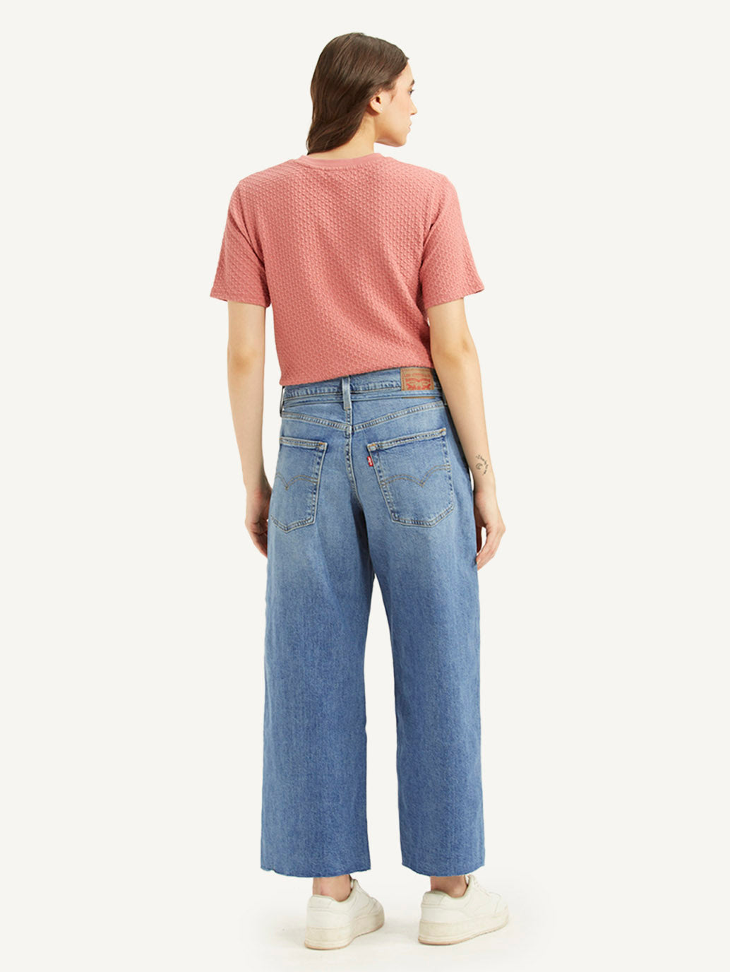 Women's Blue XL Straight Fit Mid Rise Jeans - Back View