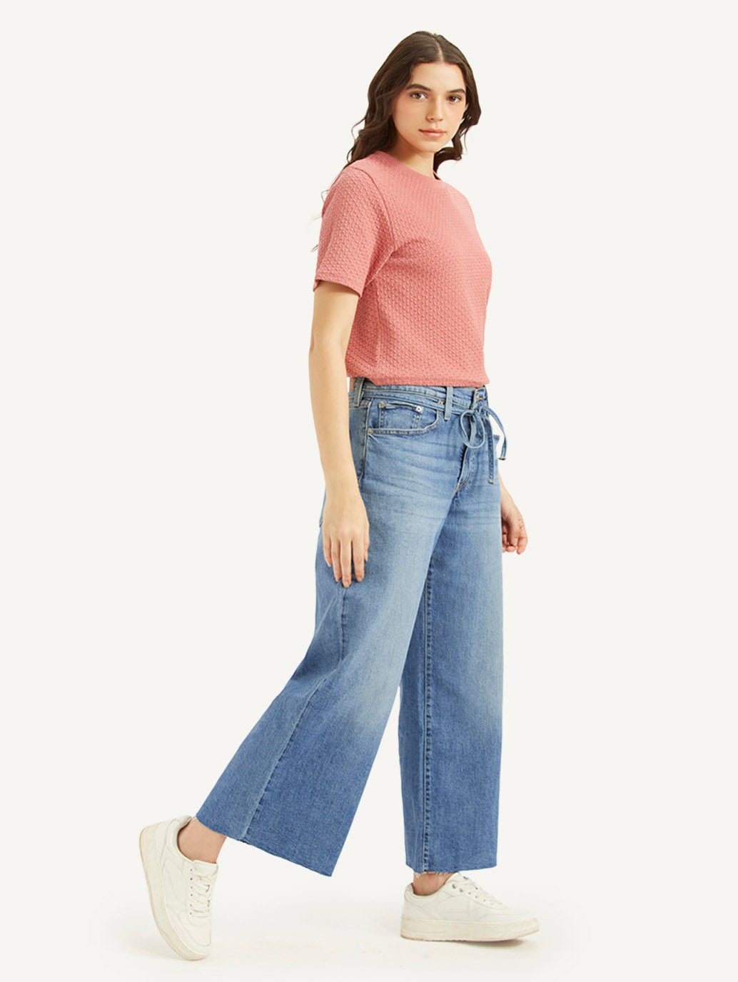 Women's Blue XL Straight Fit Mid Rise Jeans - Side View
