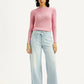 Women's Light Indigo XL Straight Fit Mid Rise Jeans - Front View