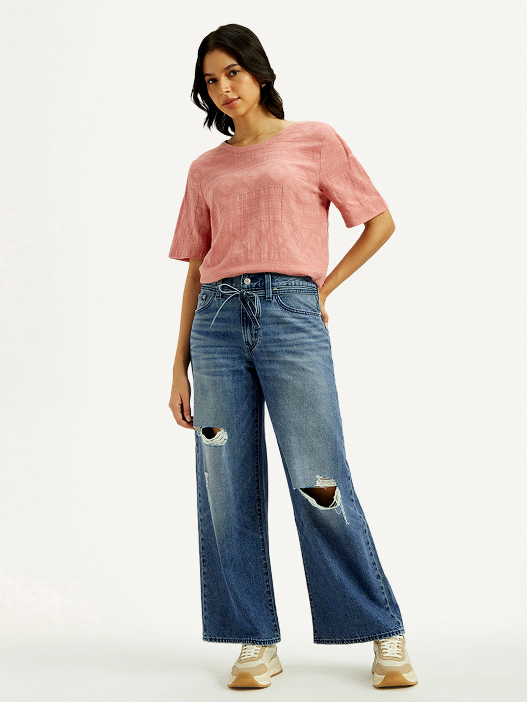 Women's Med Indigo XL Straight Fit Mid Rise Jeans