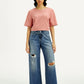 Women's Med Indigo XL Straight Fit Mid Rise Jeans - Front View