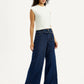 Women's Dark Blue XL Straight Loose Fit Mid Rise Jeans - Side View
