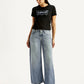 Women's Tinted Med Indigo XL Straight Loose Fit Mid Rise Jeans - Front View