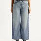 Women's Tinted Med Indigo XL Straight Loose Fit Mid Rise Jeans - Front View