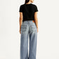 Women's Tinted Med Indigo XL Straight Loose Fit Mid Rise Jeans - Back View