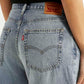 Women's Tinted Med Indigo XL Straight Loose Fit Mid Rise Jeans - Detail View