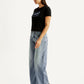Women's Tinted Med Indigo XL Straight Loose Fit Mid Rise Jeans - Side View