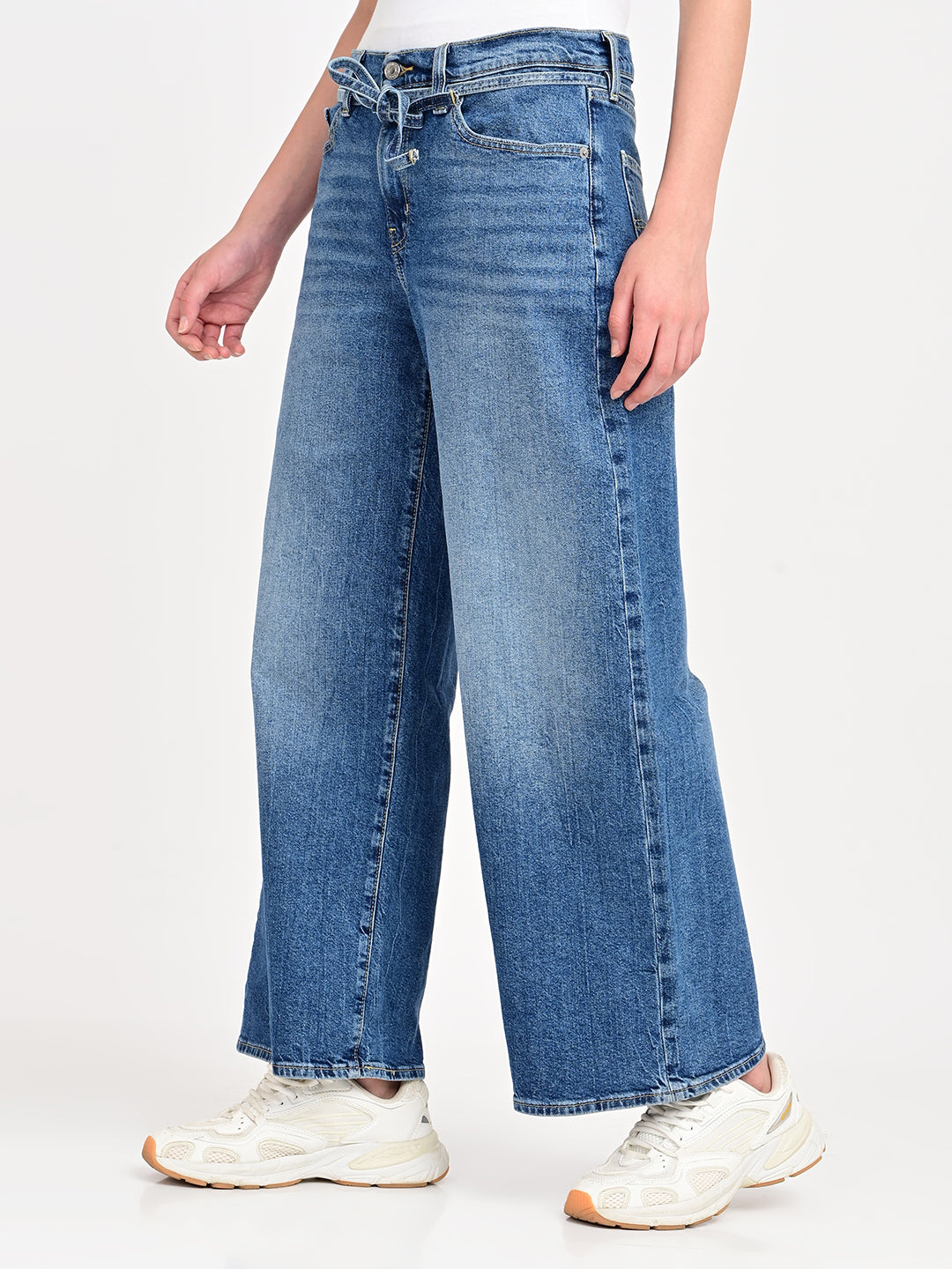 Women's Blue XL Straight Loose Fit Mid Rise Jeans - jpg View