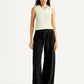 Women's Black XL Straight Loose Fit Mid Rise Jeans - Front View