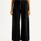 Women's Black XL Straight Loose Fit Mid Rise Jeans - Front View