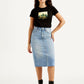 Women's Mid Rise Light Blue Regular Fit Skirt - Front View