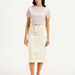 Women's High Rise Off-White Slim Fit Skirt - Front View