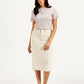 Women's High Rise Off-White Slim Fit Skirt - Styleshot View