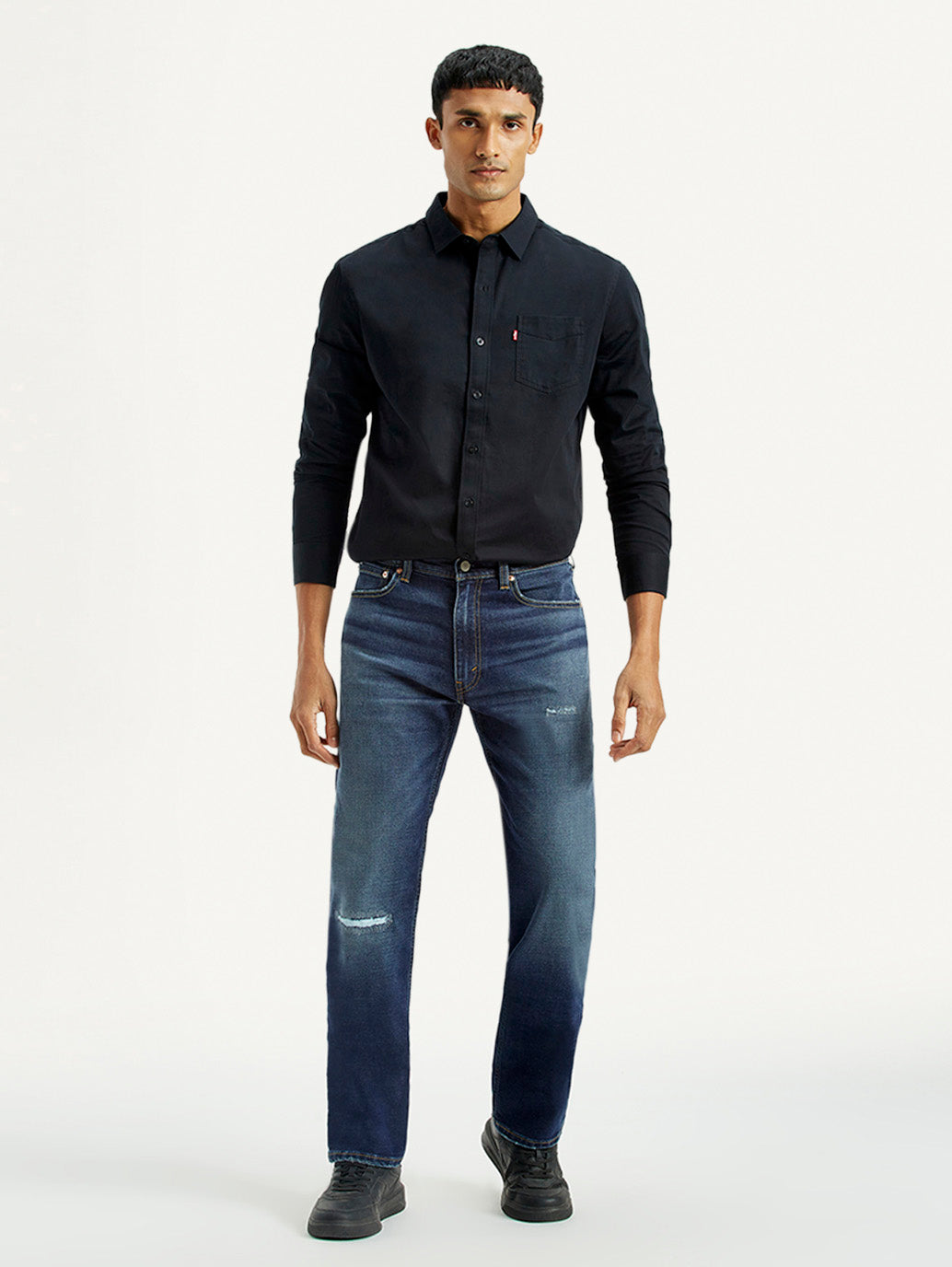 Men's 555 Dark Indigo Loose Fit Mid Rise Jeans - Front View